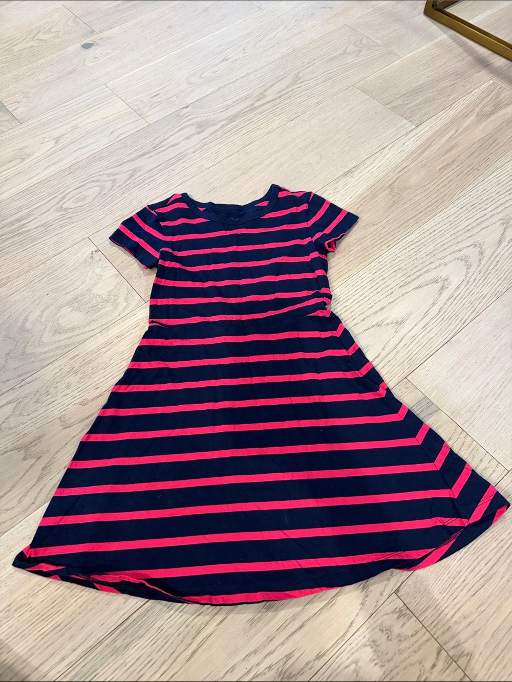 Gap Kids Girls Navy and Pink Striped Short Sleeve Dress